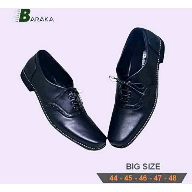 OXFORD MK-BK2 Big Size 44 45 46 47 48 / Pantofel Pria Kulit JUMBO Hitam / Sepatu Kerja Kantoran Cowok Ukuran Besar Hitam, 47