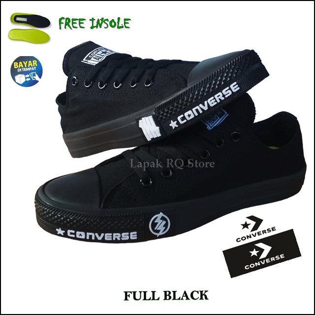 Sepatu Classic Low Black Original Skate Casual Sneakers Sekolah SMP SMA Full Hitam Tinggi Pria Wanita Keren Model Terbaru 2023