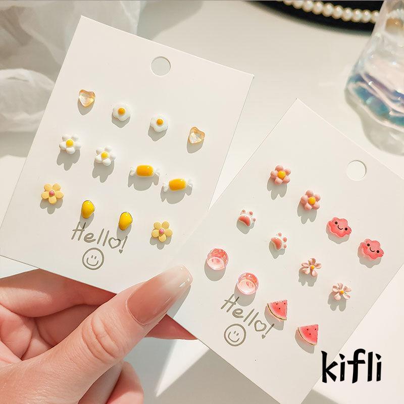 6 Pasang Anting Tusuk,Bahan Keramik,Untuk Wanita