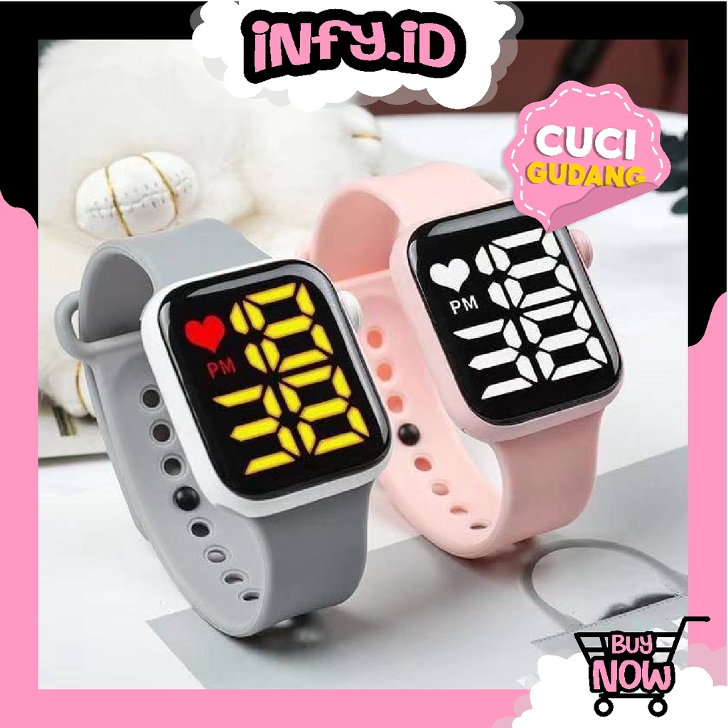 INFY - Jam Tangan Digital LED Anti Air Rubber Electronic Fashion Import Pria Wanita Anak Remaja Premium JT030 JT045 JT046