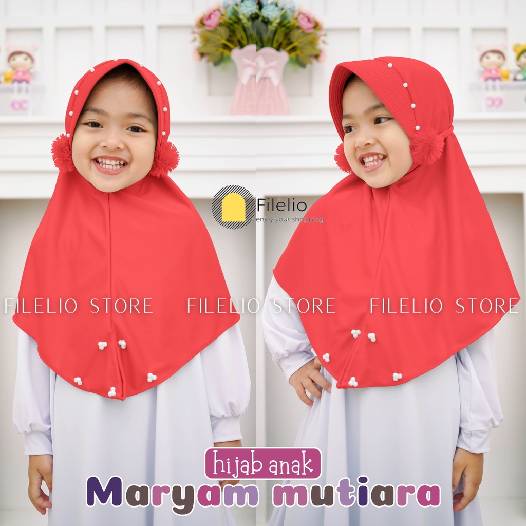 Kerudung Instan Anak TK Maryam Mutiara / Hijab Anak TK Kekinian / Hijab Anak TK Ped Mutiara Pompom / Jilbab Anak Karakter / Jilbab Anak Perempuan / Jilbab Anak Jersey / Kerudung Anak TK / Bergo Anak Jersey / Bergo Anak TK