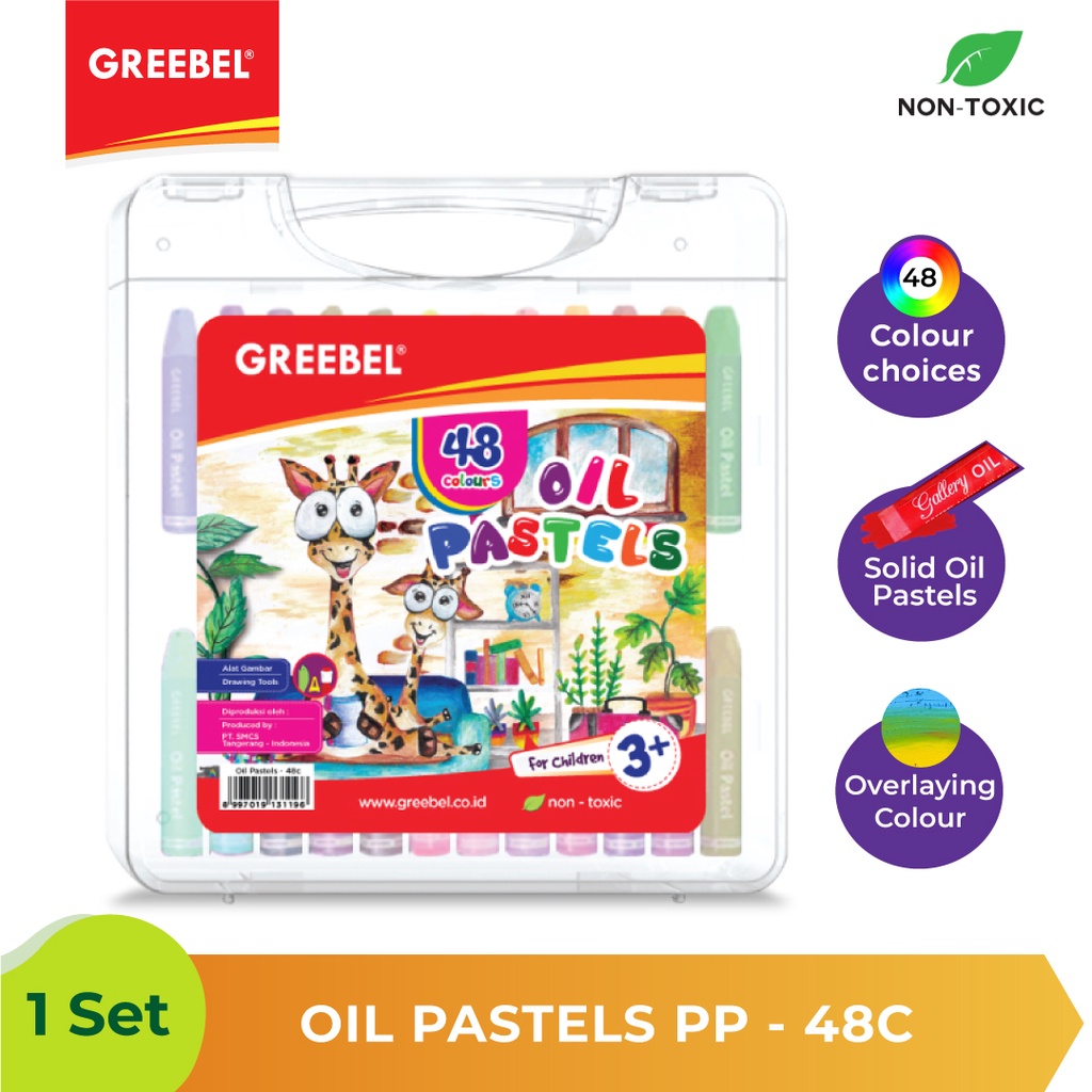 GREEBEL Crayon Krayon Kids Oil Pastel 48 Warna 48C tidak berdebu cerah untuk anak sekolah art &amp; tidak beracun