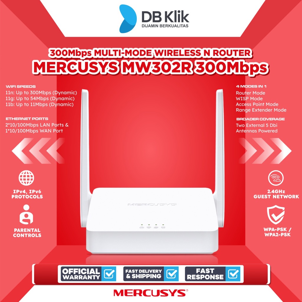 Router Wireless MERCUSYS MW302R 300Mbps Multi-Mode - Mercusys MW302 R