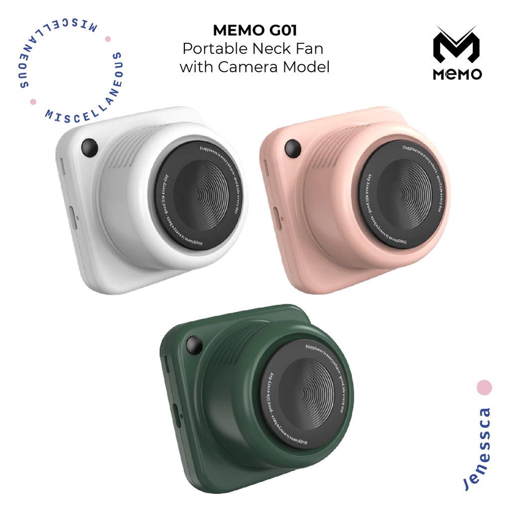 MEMO Portable Mini Fan Kipias Portabel Neck Fan model Camera