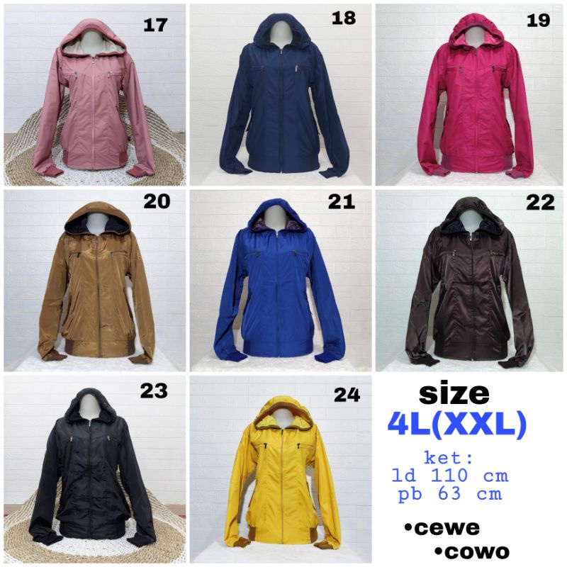 Jaket parasut /Cewe Cowo/COLOURFULL 4L(XXL) ld 110 cm