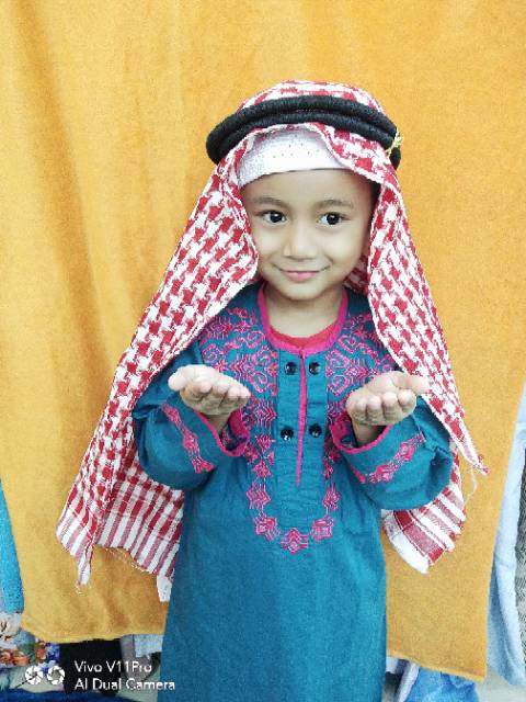 Sorban anak plus igal sorban arafat merah putih /sorban instan anak plus igal pengikat sorban