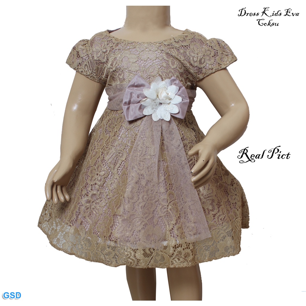 Dress kids eva/ Dress  Kasual Anak/Gaun Kondangan Anak/ Baju Bayi Bunga