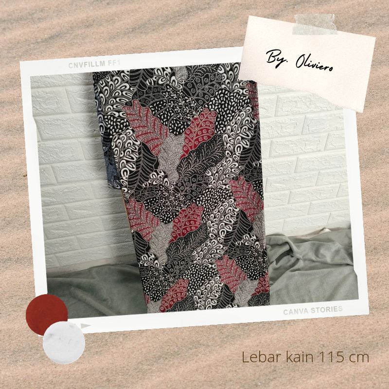 kain batik katun motif daun