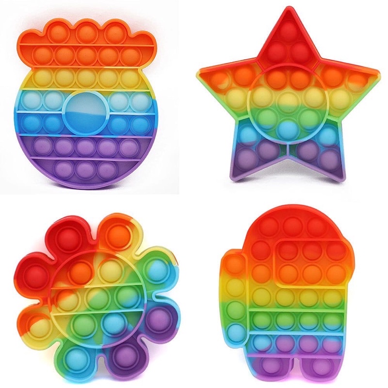 New Fidget Push Pop Its Mainan Anak Toys Bubble Kids Mainan Popit Murah Rainbow Pop it Squeeze Dino-6