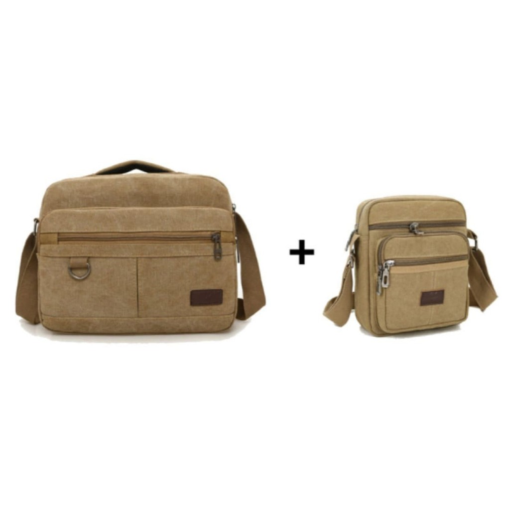 Tas Slempang Coklat Westlink Shoulder Bag + Westlink Ordelo Khaki