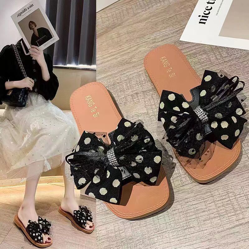 SHOEGALLERY TG1602 Sandal Flat Wanita Simple Trendy Import Motif Pita Polkadot