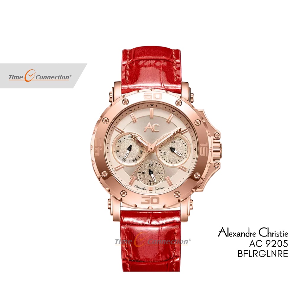 Alexandre Christie AC 9205 BFLRGLNRE Merah Rosegold Original / Jam Tangan Wanita Kulit / AC Collecti