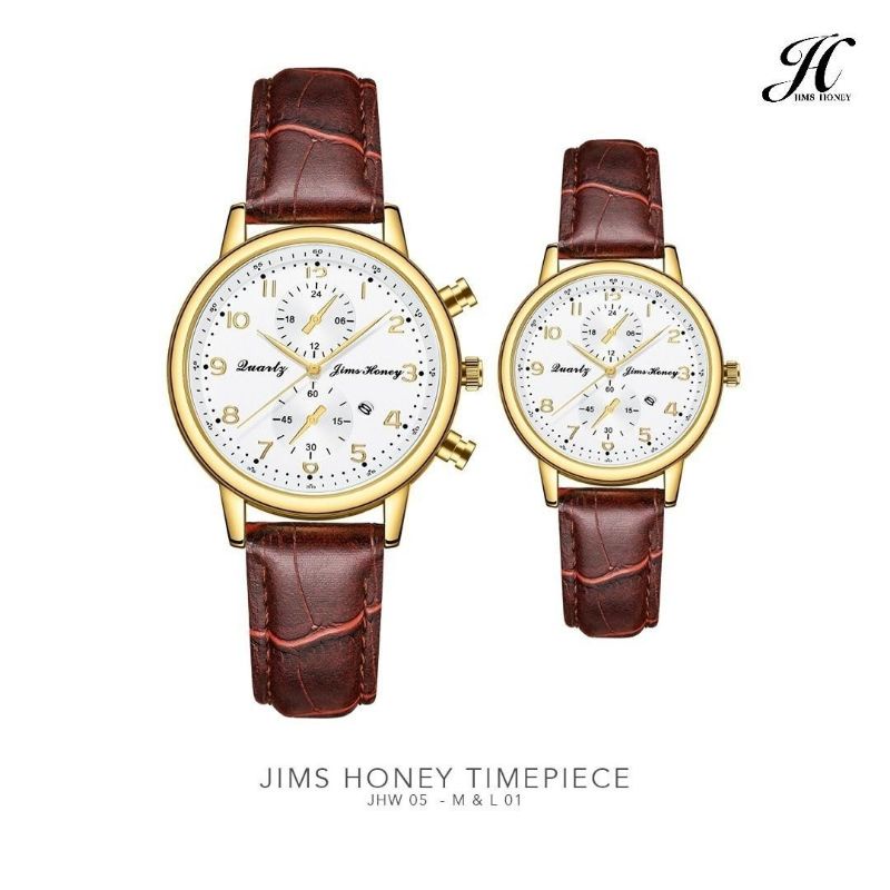 JIMS HONEY JHW 5 Jam Tangan Klasik Pria Wanita Couple Series Cewek Cowok Strap Kulit Sintetis Ori Ji