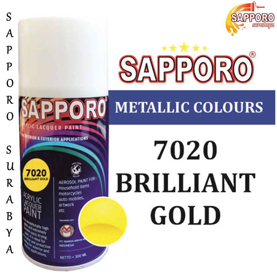 Cat Semprot Sapporo Spray 7020 Brilliant Gold / Pylox / Pilox