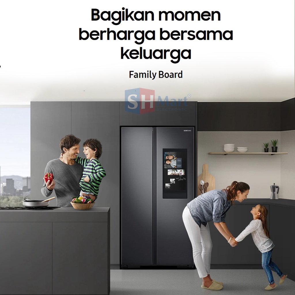 KULKAS SIDE BY SIDE SAMSUNG RS62T5F01B4 RS62T KAPASITAS 682 LITER WITH FAMILY BOARD GARANSI RESMI (MEDAN)