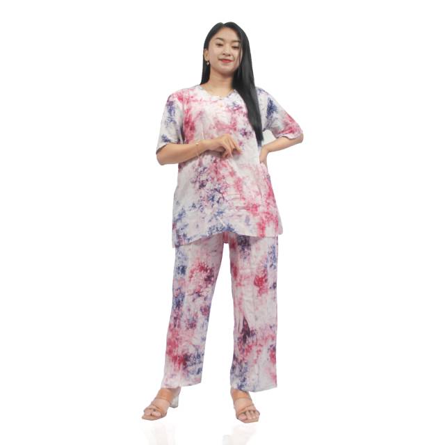 SETELAN TIE DYE RAYON MOTIF ABSTRAK WANITA DEWASA BATIK PEKALONGAN