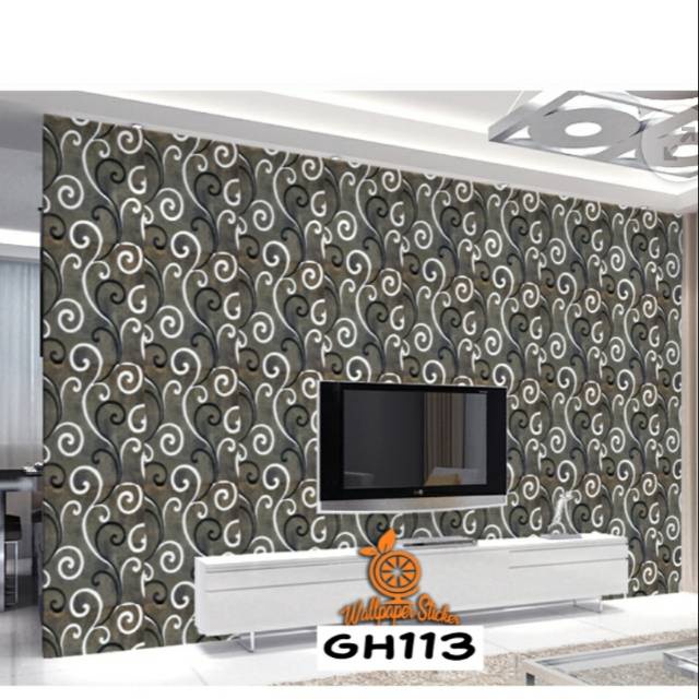 Wallpaper Stiker Dinding Batik Coklat Elegan WPS 185 Walpaper Walpeper Wolpeper Setiker Dekorasi Rum