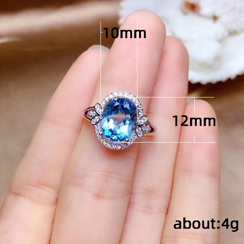 Cincin Zircon Biru Lapis Platinum Gaya Vintage Untuk Wanita