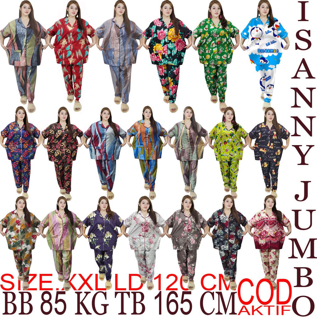 ISANNY PIYAMA SET SIZE XXL JUMBO MOTIF TIE DIE / BATIK SULTAN1 /KEROPY / READY