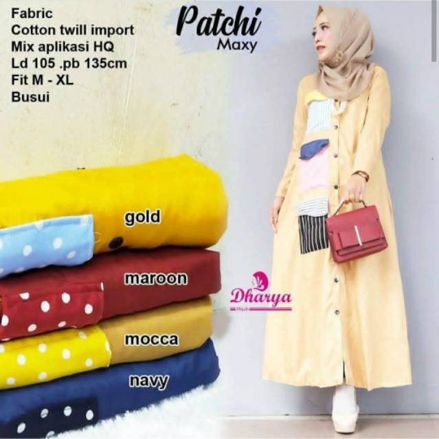 Patchi Maxy, maxi dress, dress muslim, gaun muslim, dress casual, gamis, gamis muslim, katun twill