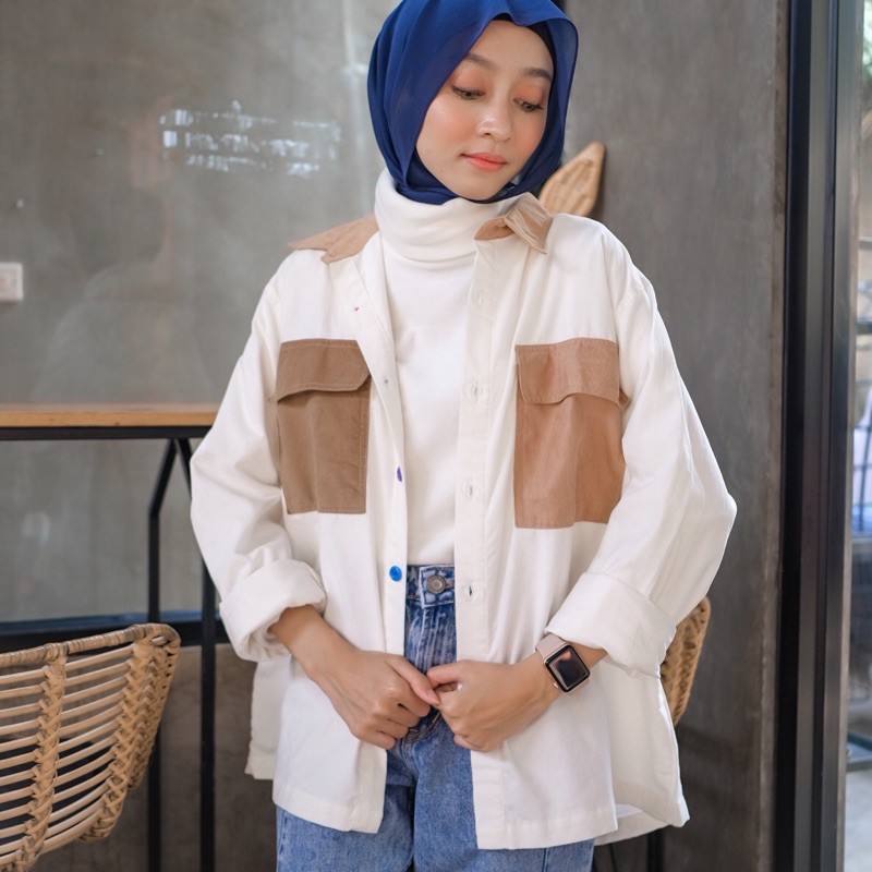 (LAST STOK) ORSA BLOCK COLOR PATTERN SHIRT | KEMEJA WANITA | PATTERN SHIRT-2Color-Milo&Coksu
