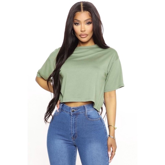 BLOOMANIA Kaos Polos CROP TOP OVERSIZED Cotton Combed 20s