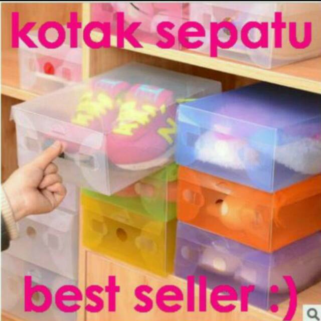 KOTAK Sepatu Transparan Box Serbaguna TEBAL