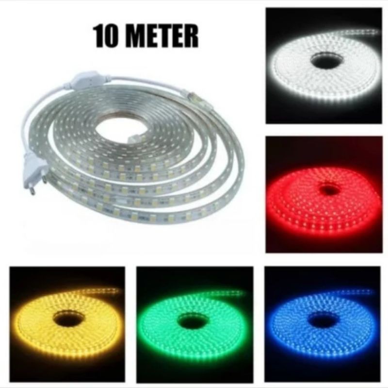 PAKET Lampu Led Strip Selang 5050 10 meter 10m + Socket 5050 Lampu Hias Cafe Led Strip