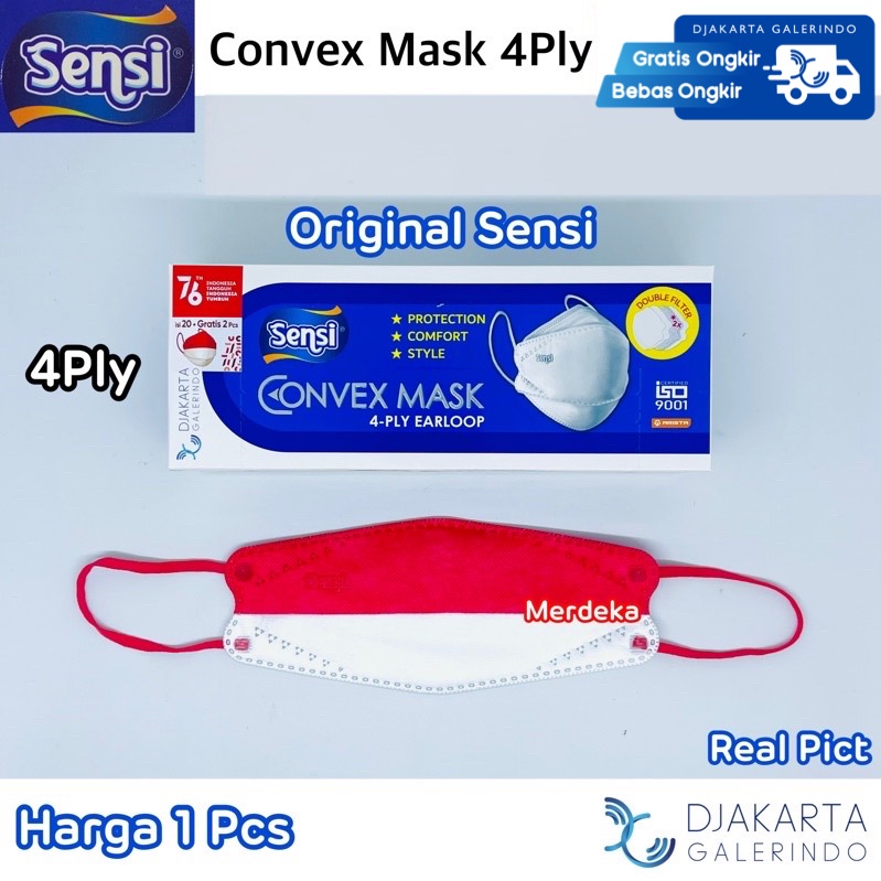 Masker Sensi Convex 4Ply Merah Putih Merdeka Hut Kemerdekaan RI Edition