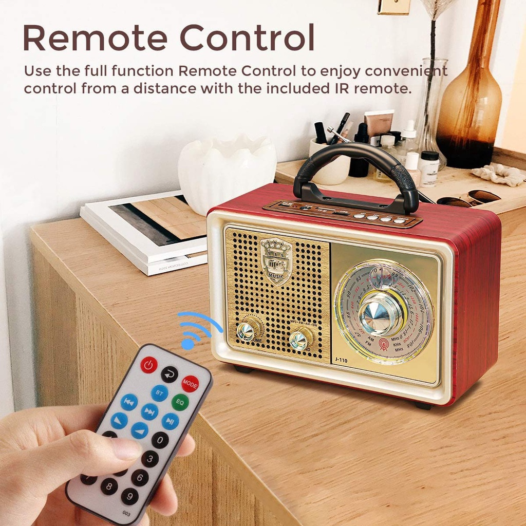 Radio Portabel 110BTS Retro FM/AM/SW Radio Speaker System dengan BT USB TF Card Player 100% ORI