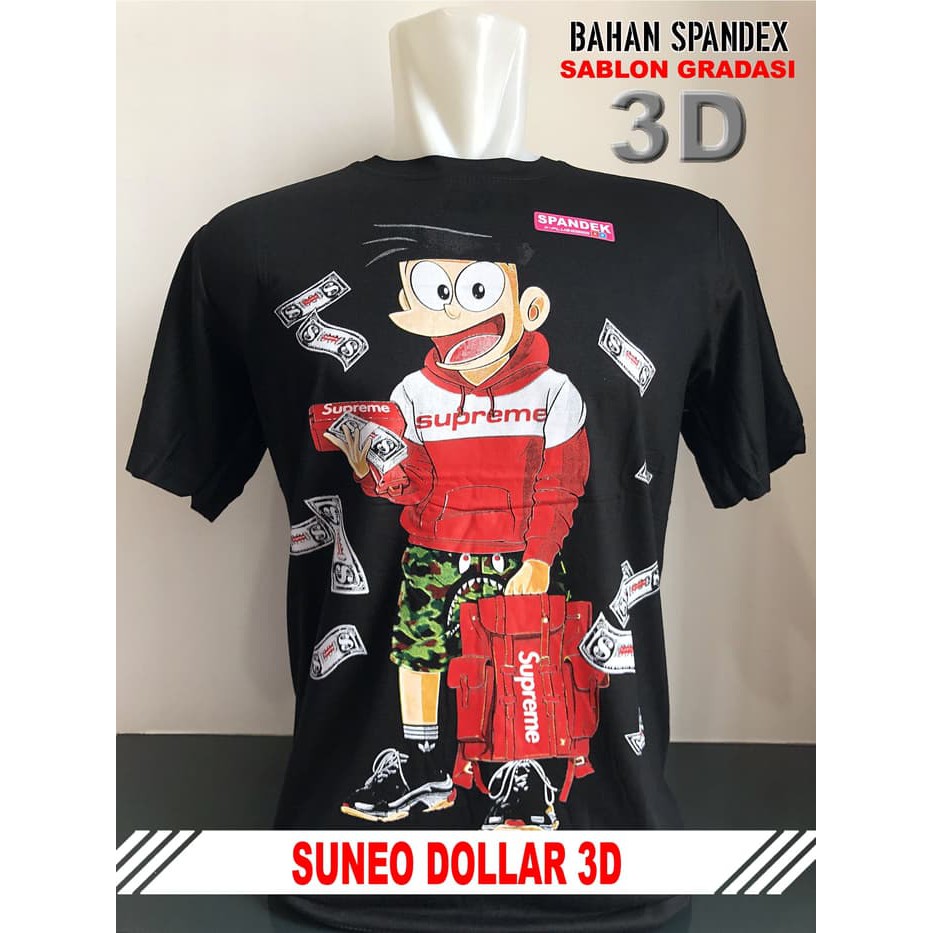 Kaos Distro Keren Kartun SUNEO DOLLAR 3D - Hitam, L