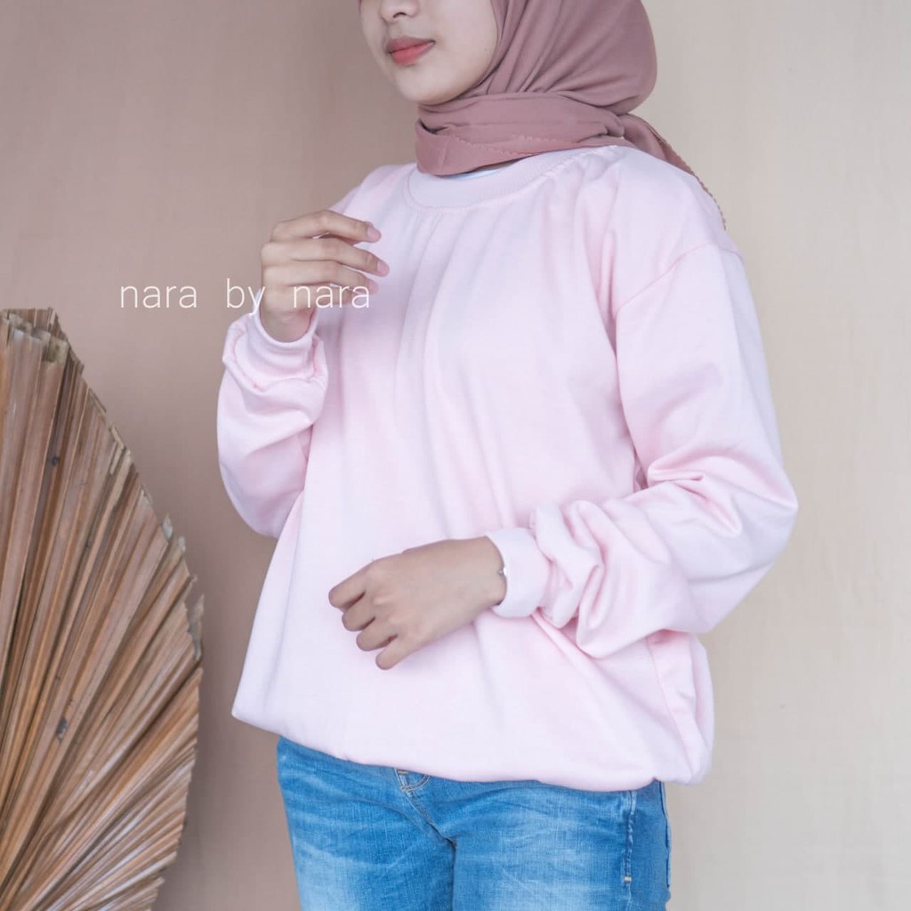 Nara Grosir - Basic Sweater l Sweater Polos l Sweater Pria dan Wanita-Pink Dusty