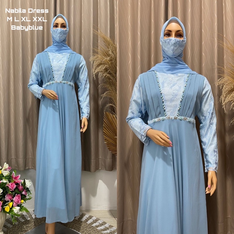 Gamis Pesta Nabila Dress Pesta Realpict Terbaru  Gamis Payet Modern Dress Mewah