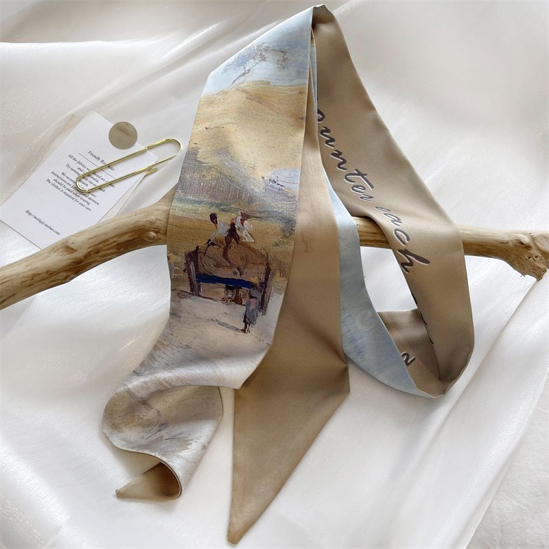 AESTHETIC SCENERY KOREAN SILK SCARF / TWILLY BAG / SYAL KOREA SATIN ESTETIK / IKAT RAMBUT PITA sutera PANJANG / SELENDANG sutra-Scenery 2