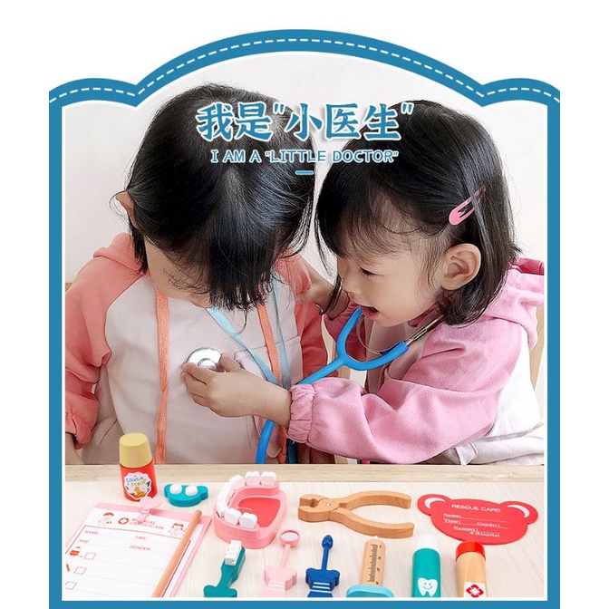 Wooden dentist toys bag / mainan dokter gigi anak