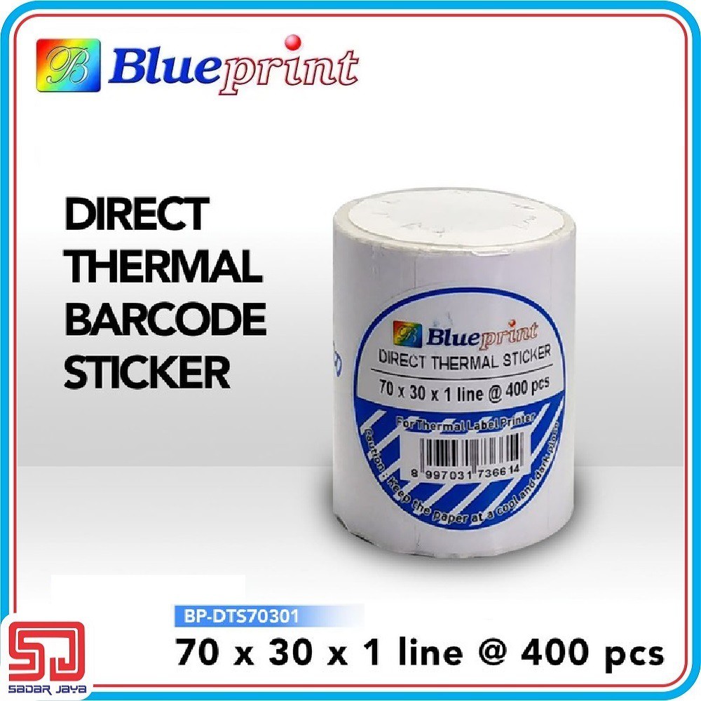 Direct Thermal Sticker Label 70 x 30mm Blueprint Label Barcode