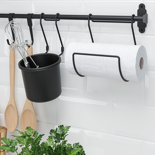 Rel batang rod rak gantung panci sendok garpu,hitam 80 cm ikea hultrap