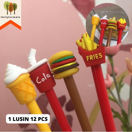 

Pulpen Gel Makanan Cepat Saji Selusin 12 Pcs Pen Burger Cola Eskrim Ice Cream Kentang French Fries MCD Gel Pen Ballpoint Funny Miniatur Fast Food Fancy Stuff Best Gift Stationery For School Alat Tulis Kantor Sekolah Ready Grosir Kado Ulang Tahun READY COD