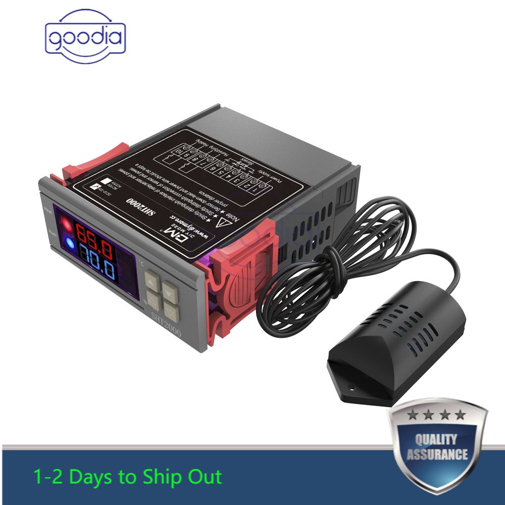 Termostat Digital Model Sht2000 Ac 110-220v Dengan Kontrol Suhu Kelembaban Dan Probe