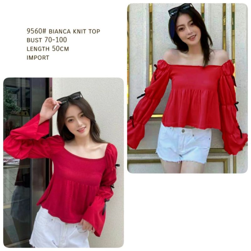 MDLV ~ 9560# Bianca Knit Top Sabrina Top Sabrina Rajut Fashion import