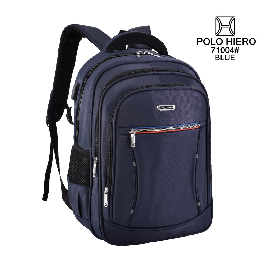 Tas Pria Polo Hiero 71004 Tas Backpack Sekolah Ransel Laptop (Free Extension USB + Rain Cover)