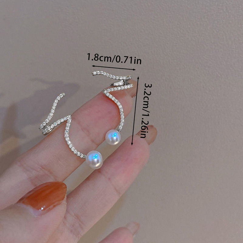 Anting Klip Tanpa Tindik Hias Mutiara + Berlian Gaya Jepang / Korea / Amerika Invisible Untuk Wanita