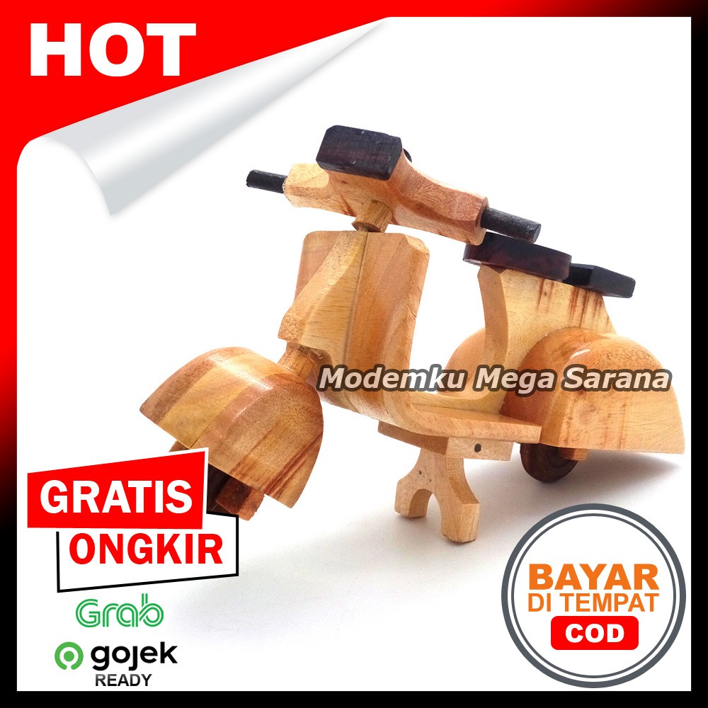 Miniatur Motor Vespa Kayu 24x10x10 cm