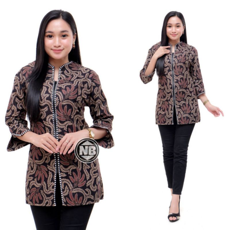 Atasan Batik Wanita Kerja Dolby Dolbi Dobby Doby Modern dan Terbaru-Kode B.Z 08