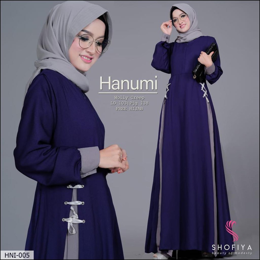 Hanumi Set Syari Polos Maxmara Lux Anayah Real Pic Haji Umroh Gamis Syari Hijab Syari Bahan Lembut