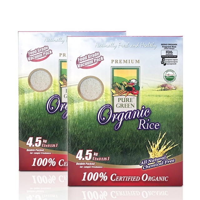 

Puregreen Organic Rice Beras Organik Fragrant Rice - Paket 2 x 4,5 kg (BEST SELLER)