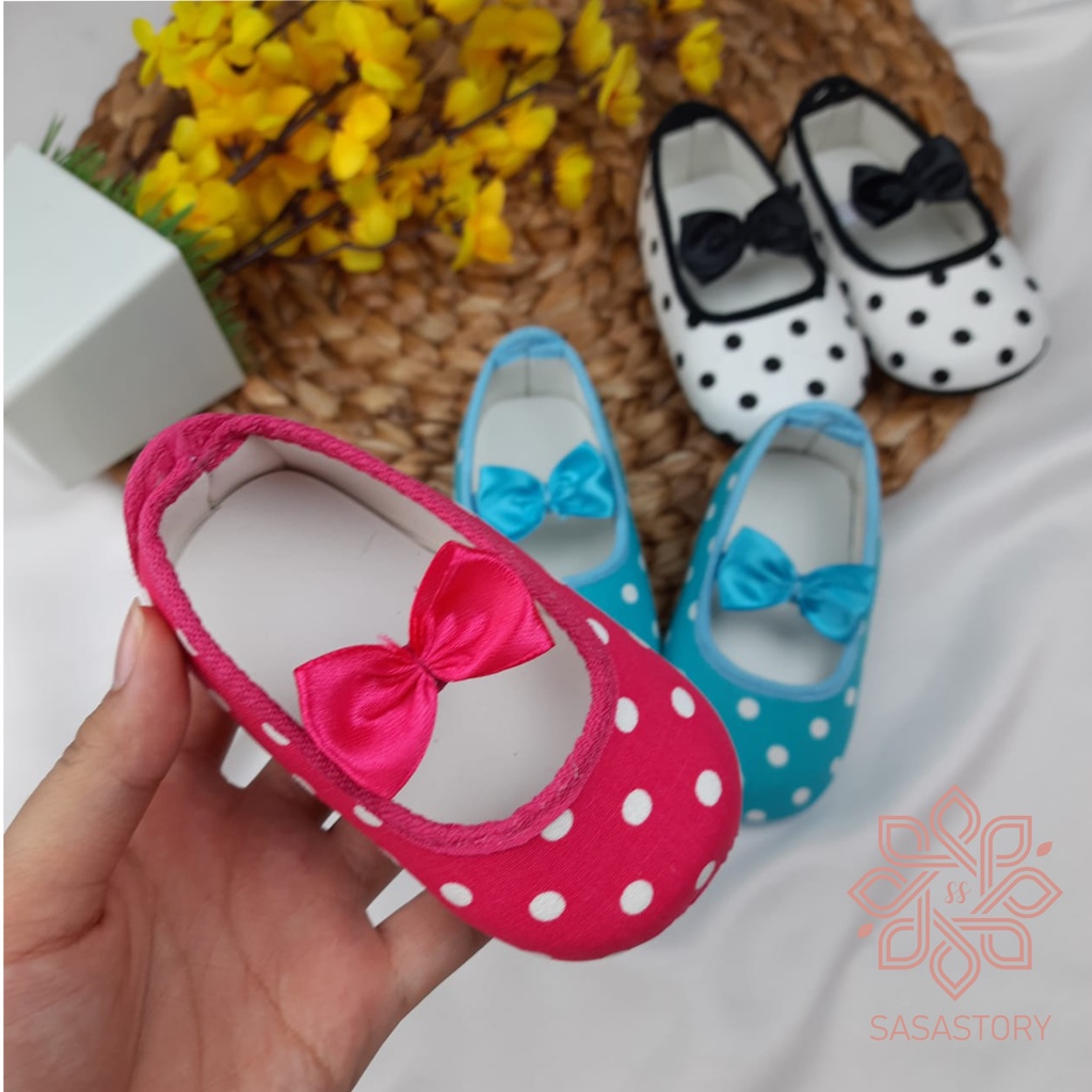 SEPATU PREWALKER BABY BAYI ANAK PEREMPUAN POLKADOT 0-12 BULAN FP08