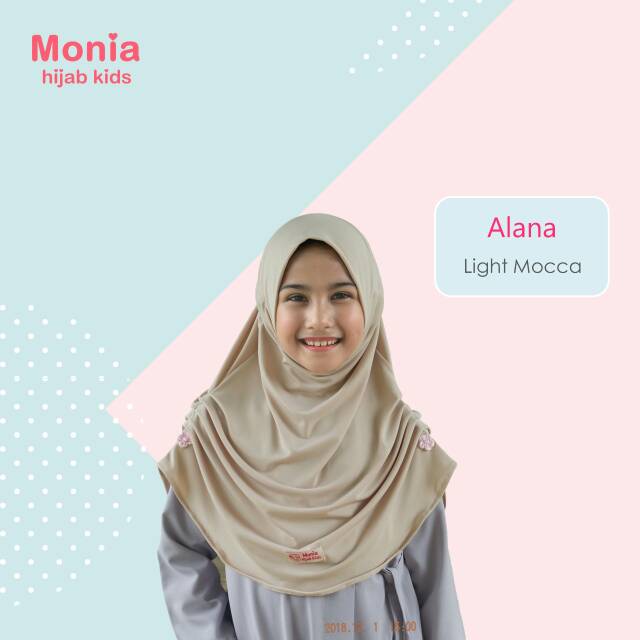 Monia Hijab Kids Jilbab Anak Alana warna Light Mocca usia 6-8 tahun size M Kerudung Anak Terpopuler