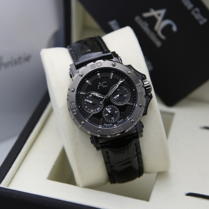 Jam tangan wanita Alexandre Christie AC 9205 AC9205 leather black Original