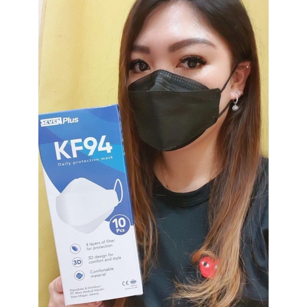 Masker KF94 4ply ijin kemenkes / Masker SEVEN PLUS KF94 warna warni isi 10pcs